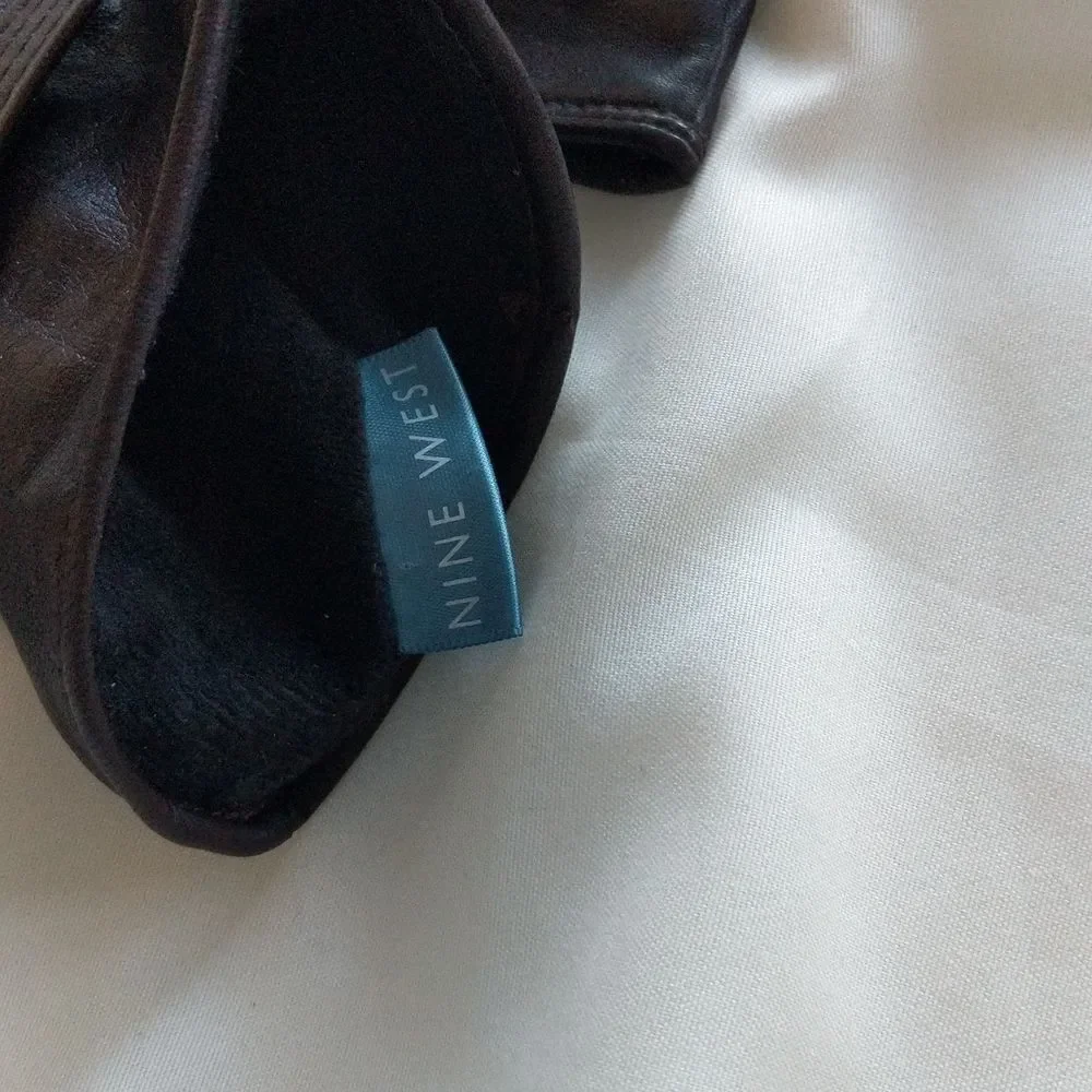 Nine West Butter Leather Gloves Espresso Color Size L